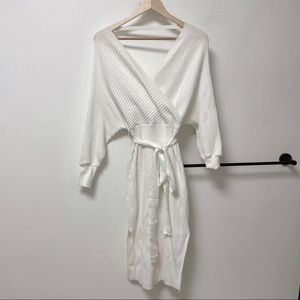 SOLD - White Maternity Surplice Ribbed Dress